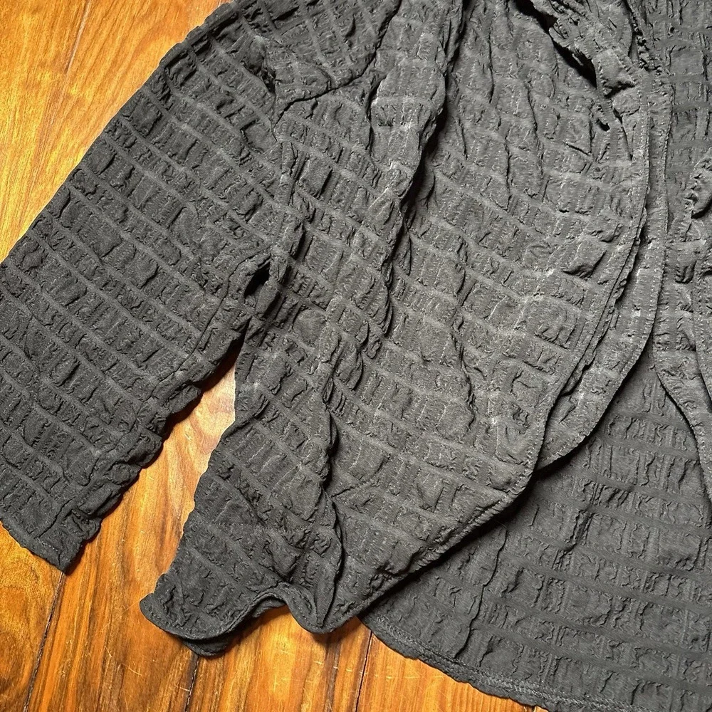 Joseph Ribkoff Bubble Woven Cropped Jacket Black Open Front Sz 6 A1673